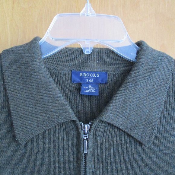 Brooks 346 Merino Wool Full Zip-Up Sweater - Picture 1 of 10
